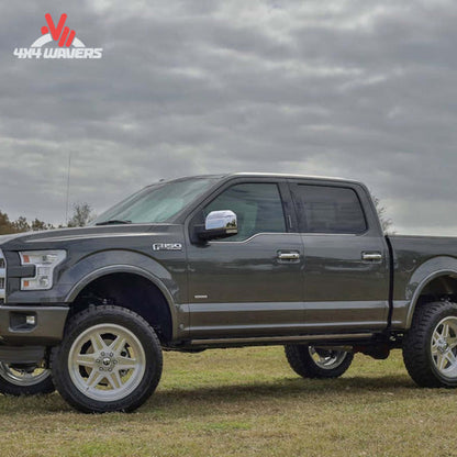 BDS 4-inch lift kit with FOX 2.0 shocks installed on a 2021-2026 Ford F-150 4WD underbody for enhanced off-road height.