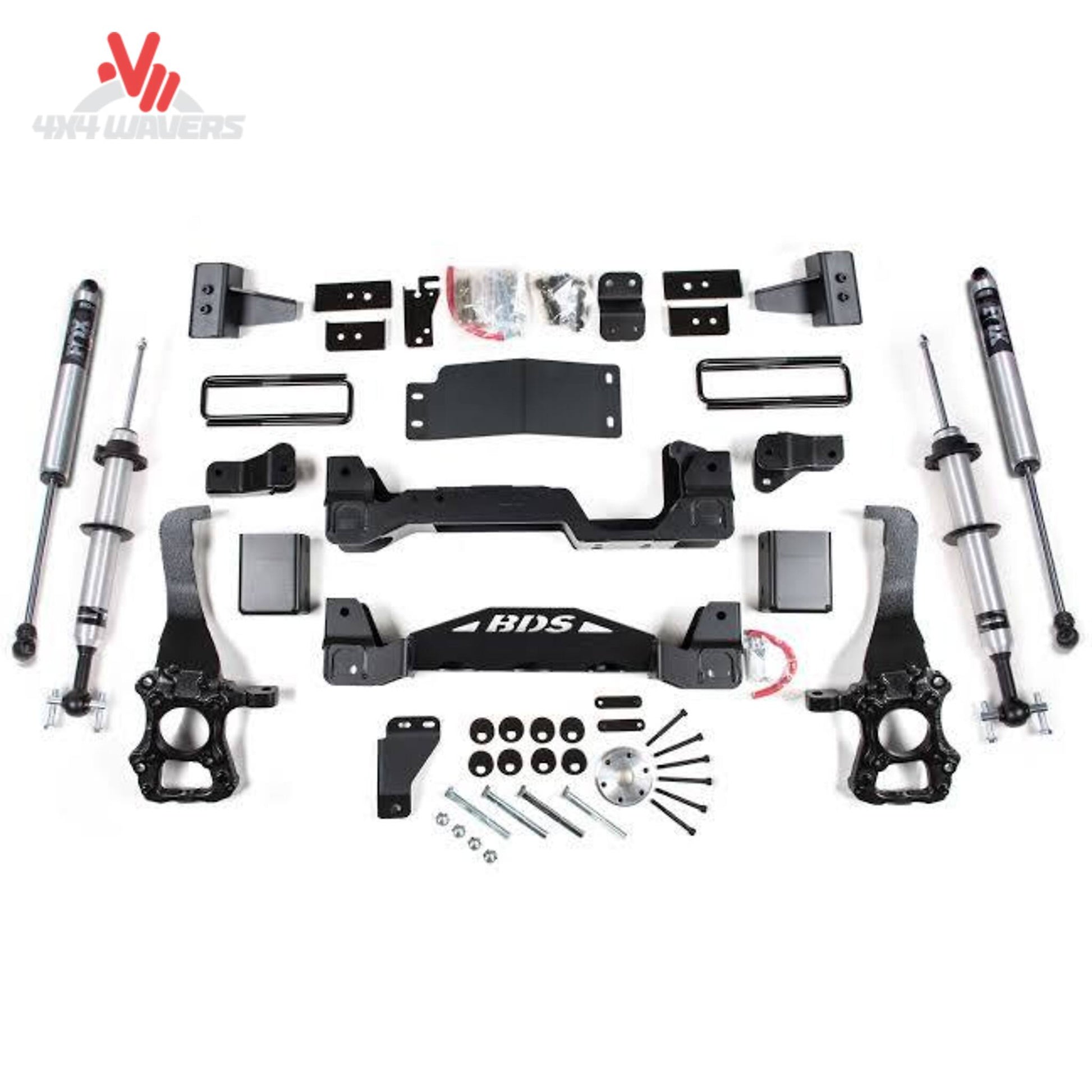 BDS FOX 2.0 Snap Ring IFP Front Strut for Ford F-150 4WD with 0-2 inch lift, shock absorber in black with mounting components