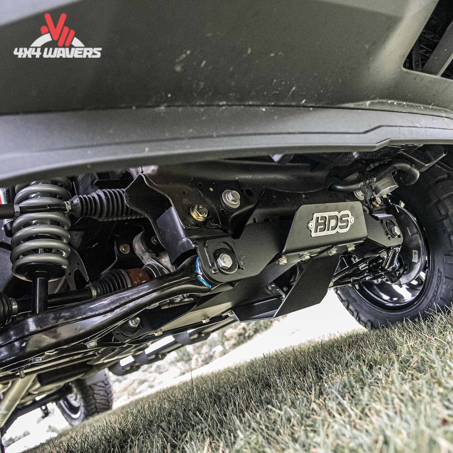Heavy duty black powder coated crossmember and tubular UCA with ball joint cap SKU BDS1800FPE