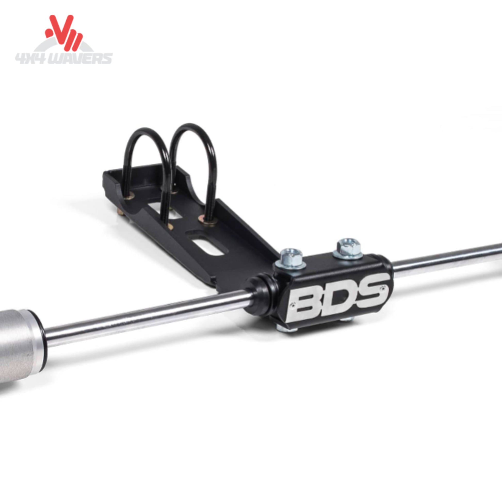 Kit de montaje de estabilizador de dirección doble BDS Suspension para Jeep Wrangler JK, soporte de acero de alta resistencia, vista frontal.