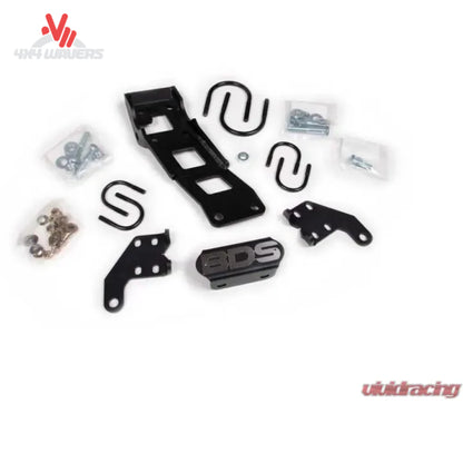 Steel BDS Dual Steering Stabilizer Bracket Kit for 2018-2025 Jeep Wrangler JL, featuring sturdy mounting brackets for improved steering stability.