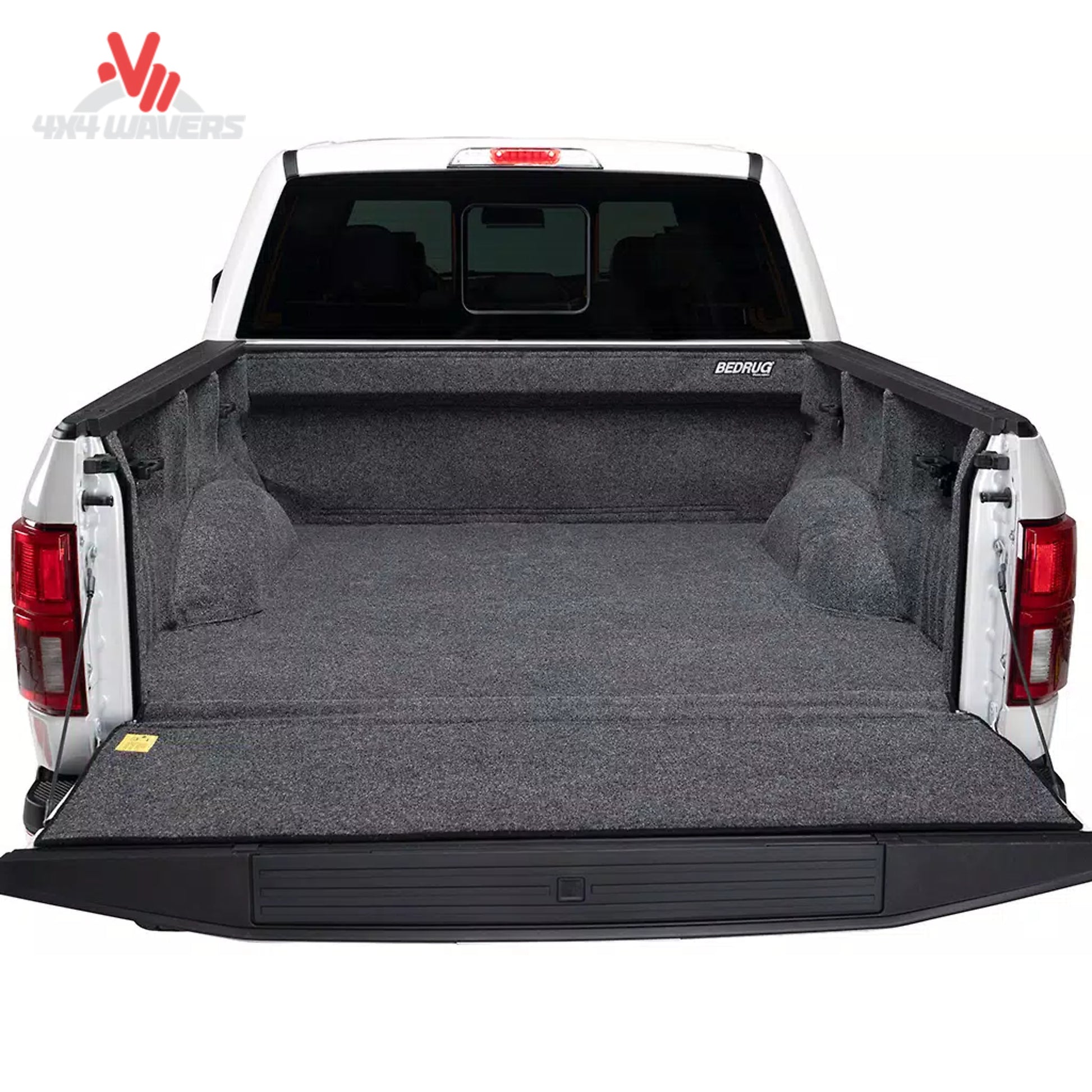 Close-up of BedRug Classic Full Liner sidewall and tailgate detail for 15-26 Ford F150 5.5ft truck bed mats and liners.