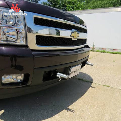 Removable attachment tabs protruding cleanly through front bumper mesh on Silverado 1500 SKU BX1674