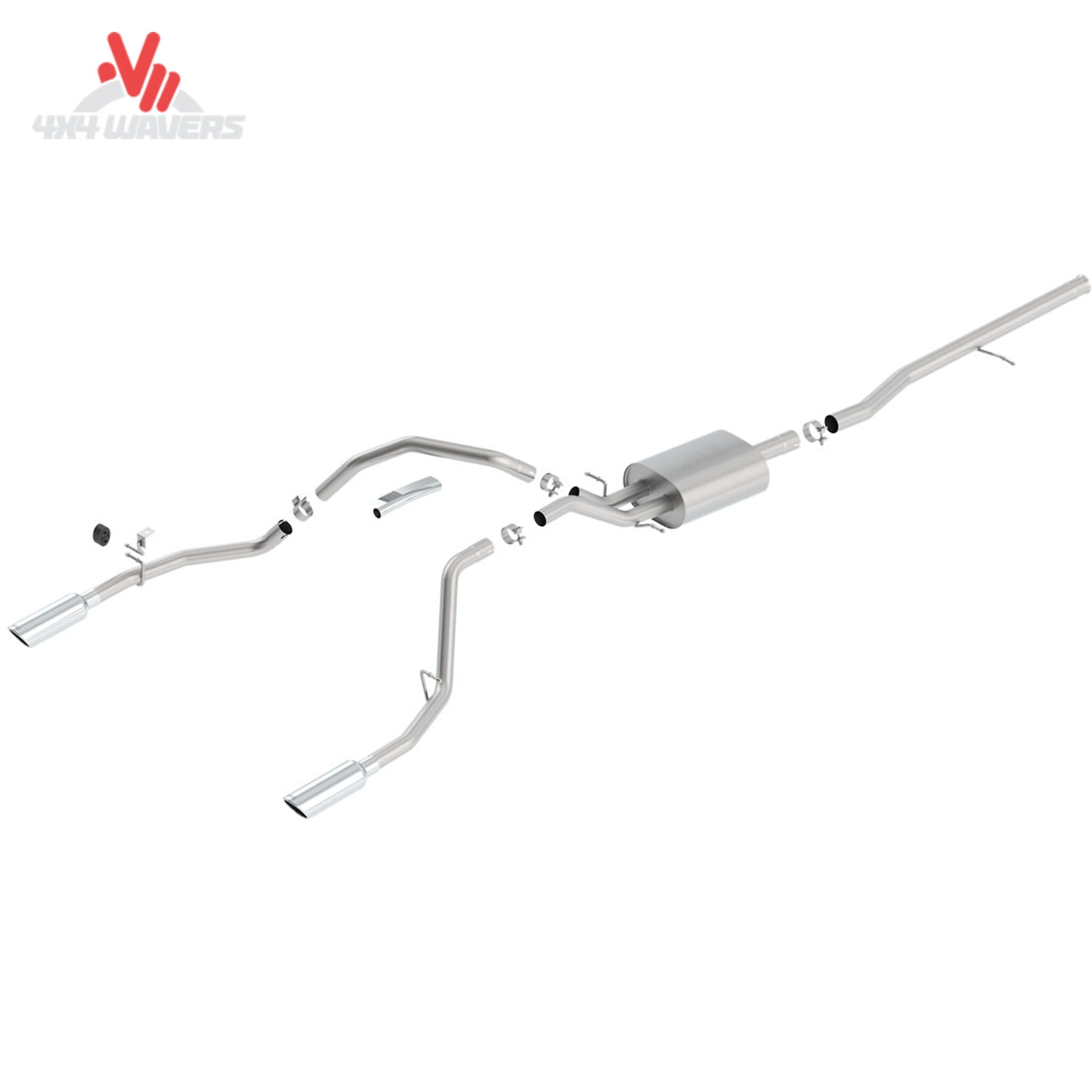 Complete Borla 140536 S-Type cat-back exhaust kit with polished 4 inch tips SKU 140536