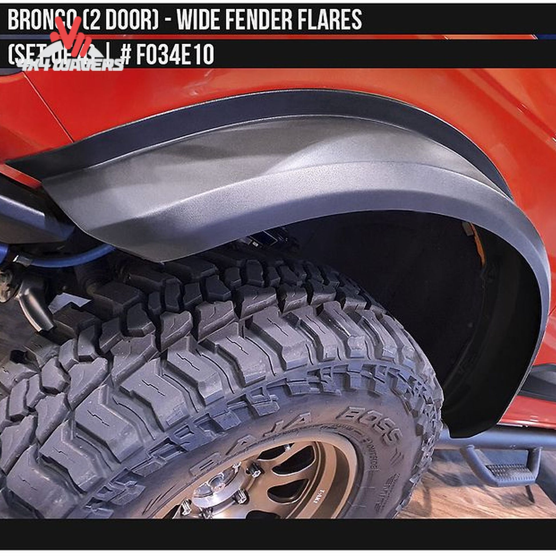 Installed rear quarter image highlighting extra tire coverage and off-road styling