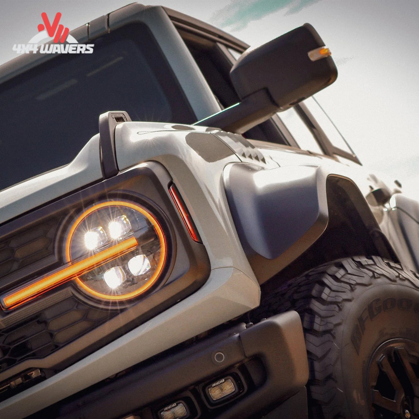 Ford Bronco displaying AlphaRex amber daytime running lights and signature LED design