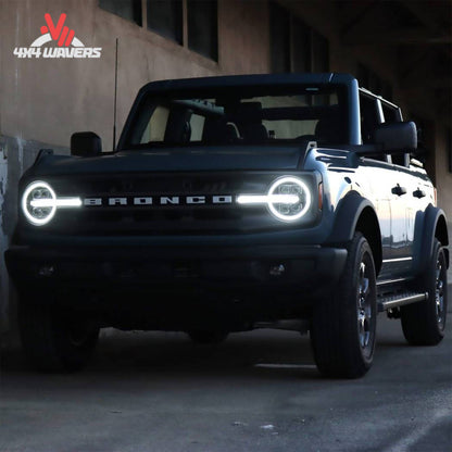 AlphaRex Bronco headlights with amber DRL and sequential turn signal