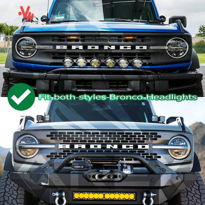 AlphaRex Bronco headlights with amber DRL and sequential turn signal