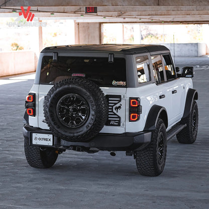 AlphaRex Bronco LED tail lights illuminated rear view