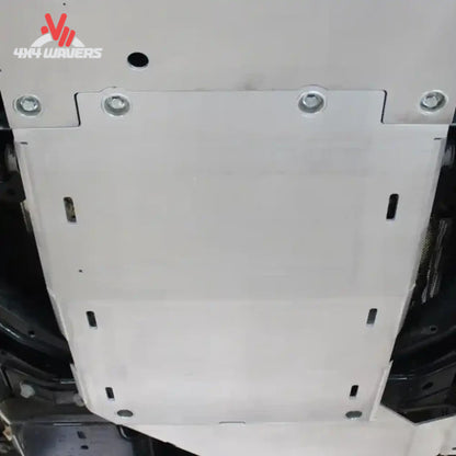 Off-road Ford Bronco protected by RCI drivetrain armor while navigating challenging trails