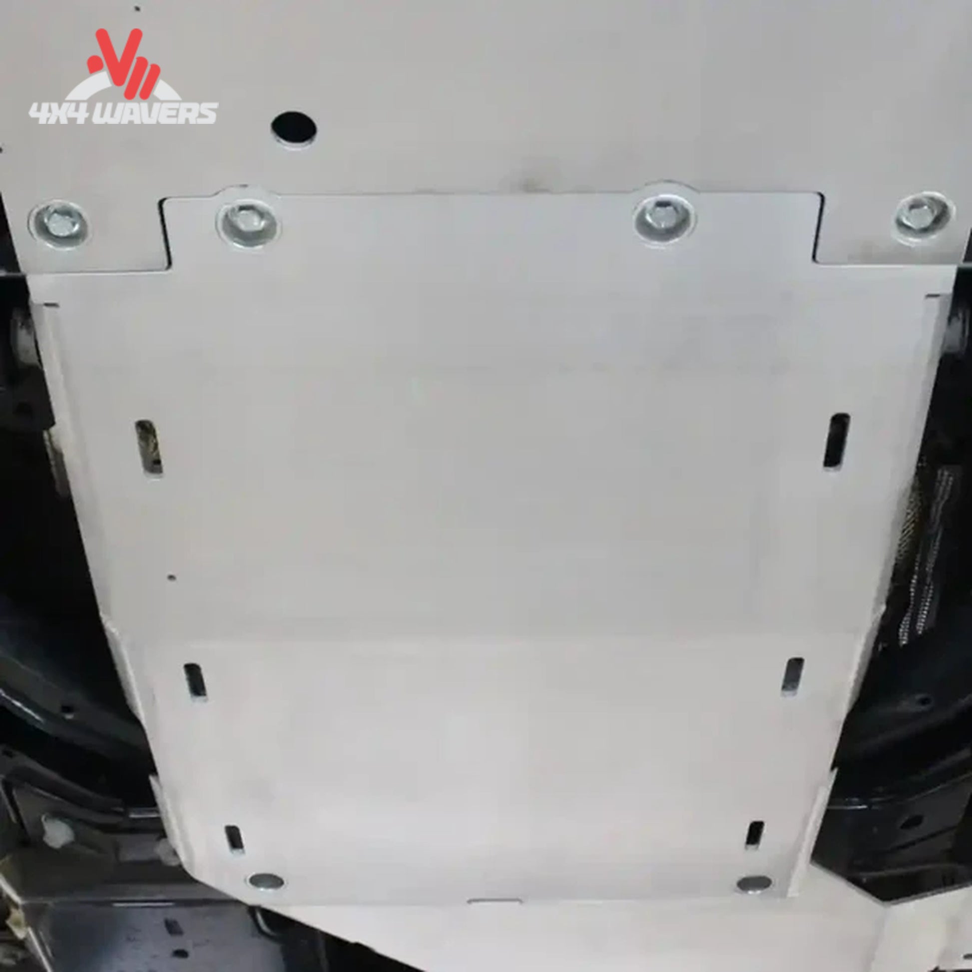 Ford Bronco equipped with RCI transmission skid plate on rocky terrain