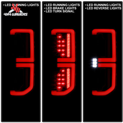 Spyder LED tail lights illuminated at night on Ford Bronco