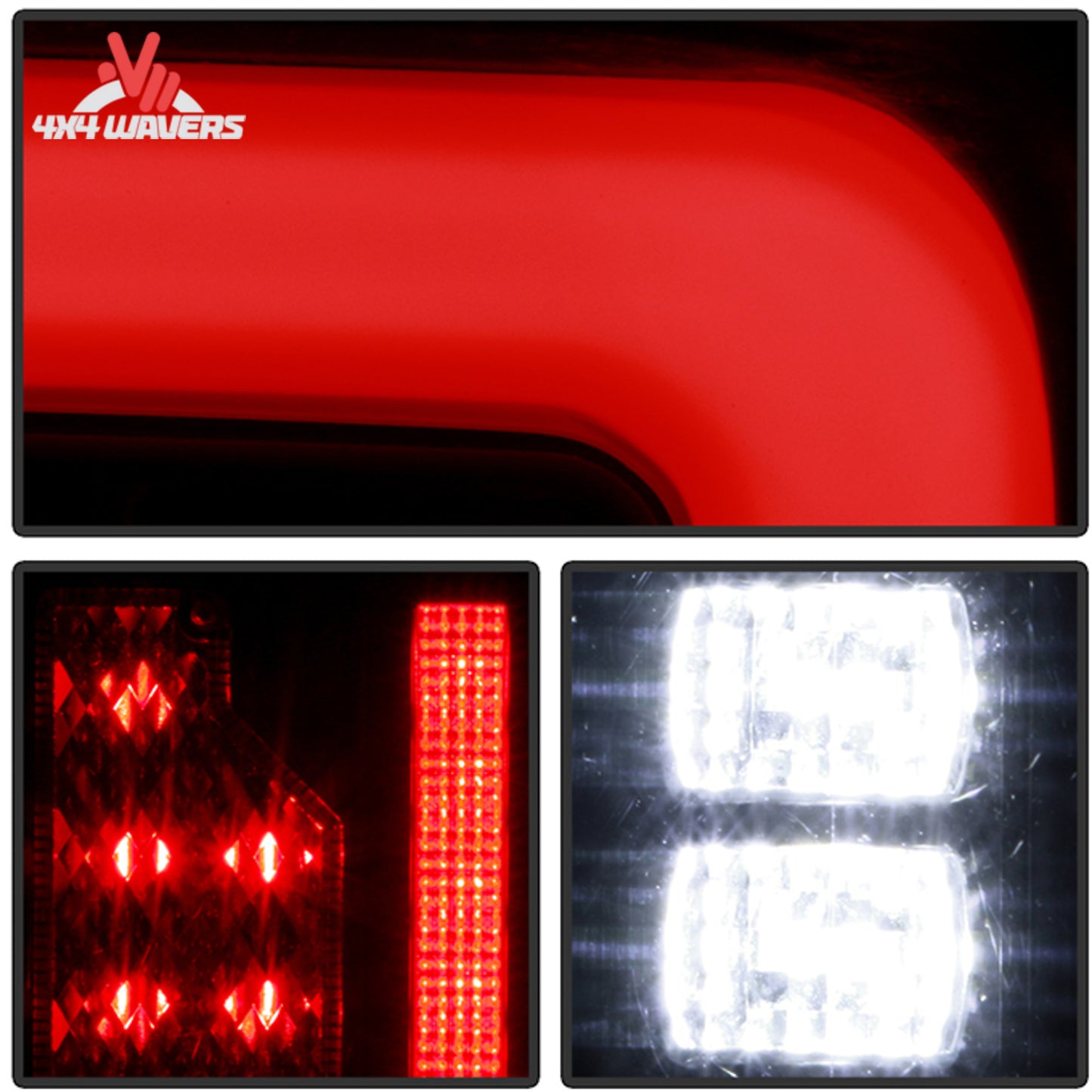 Nighttime demonstration of bright LED brake lights and turn signals on a modified Ford Bronco