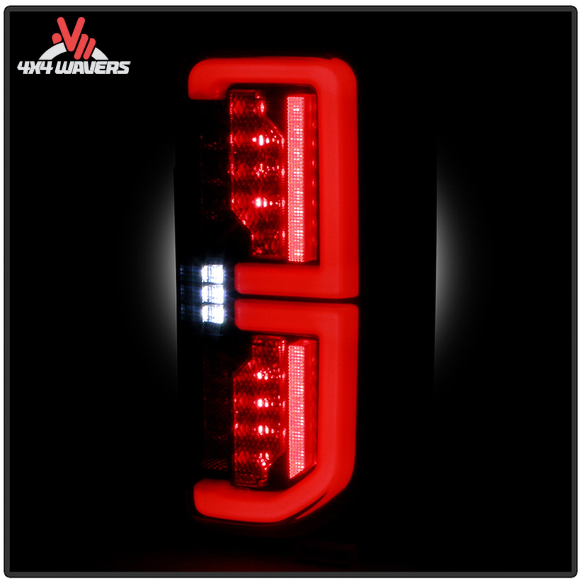 Nighttime demonstration of bright LED brake lights and turn signals on a modified Ford Bronco