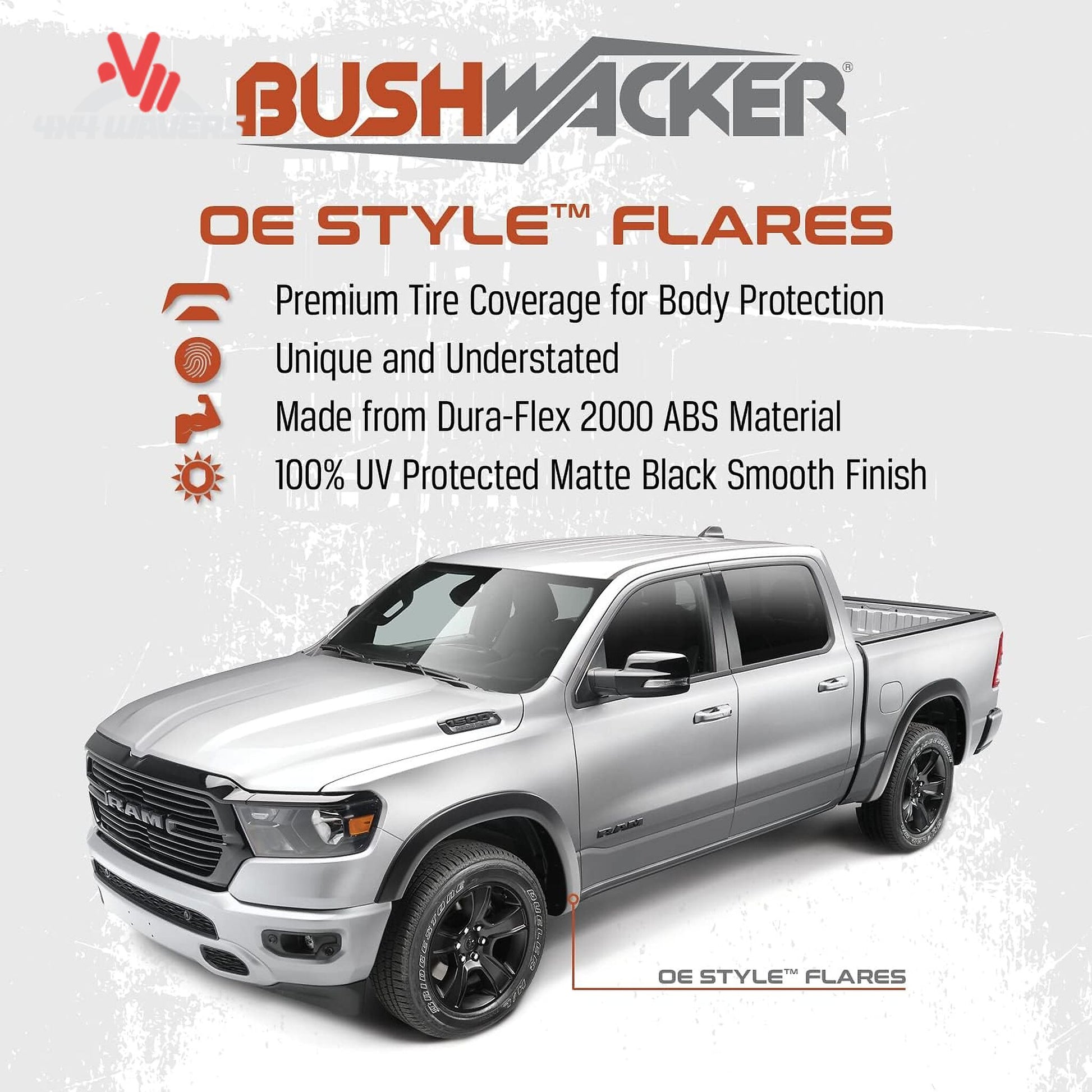 Bushwacker OE Style Fender Flares for 2018-2020 Ford F150 truck, four-piece set with durable, rugged design.