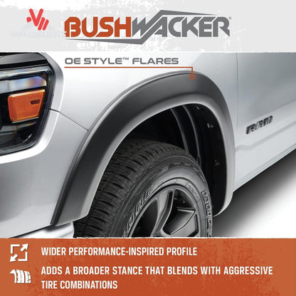 Bushwacker OE Style Fender Flares for 2018-2020 Ford F150, 4-piece set installed on truck with rugged finish.