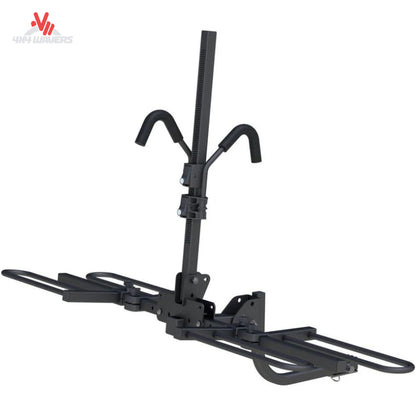 Front view of CURT portabicicletas de enganche tipo bandeja para 2 bicicletas, para receptores de 1-1/4" y 2", diseñado para transportar bicicletas con seguridad.