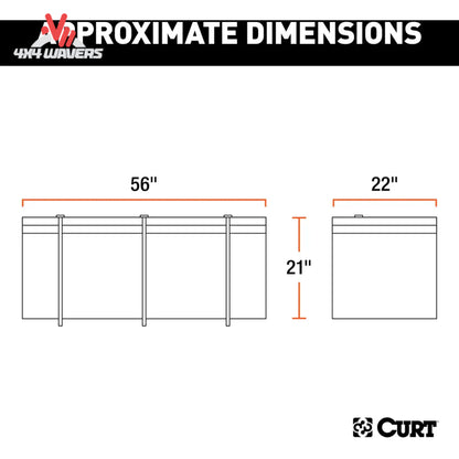 Altura abierta de la bolsa portaequipaje CURT impermeable, mostrando su interior espacioso y material duradero para almacenamiento en enganche.
