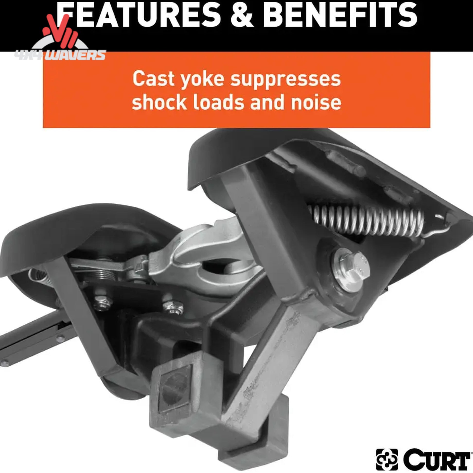 CURT A16 16K fifth wheel hitch with industry-standard rails, shown installed on a truck bed for towing.