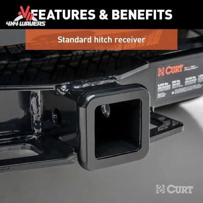 CURT Class 3 2-inch trailer hitch installed on a Ford F150 pickup truck, suitable for towing and hauling.