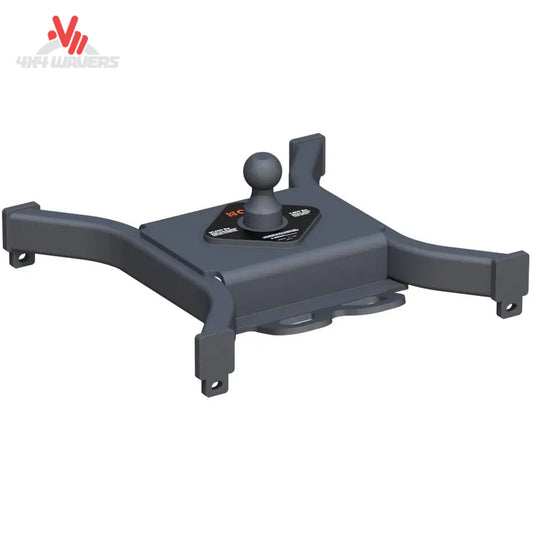 CURT Spyder 5th Wheel Rail Gooseneck Hitch with 30K capacity and 2-5/16 inch ball, designed for heavy-duty towing.