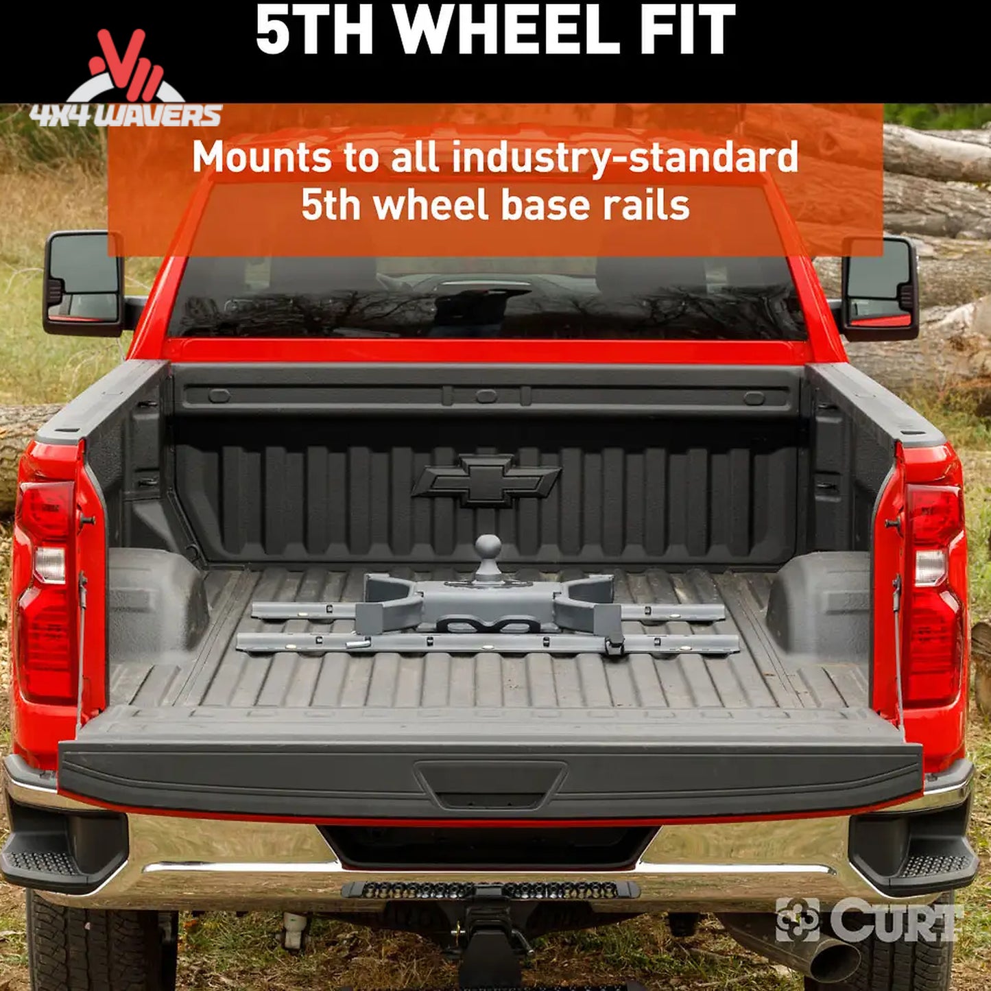 CURT Spyder 5th Wheel Gooseneck Hitch with 30K capacity installed on truck bed rails, featuring 2-5/16 inch ball for towing.
