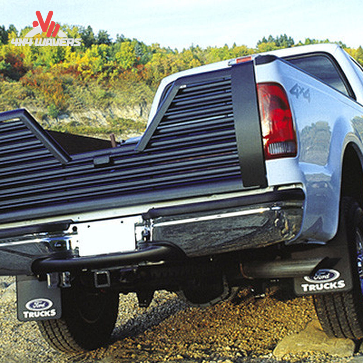 Custom Flow Elite Louvered 5th wheel tailgate installed on a 2009-2014 Ford F150 pickup truck.