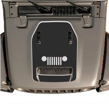 Hood Panel Decal/Sticker - Center Grill with Border Graphic Decal Graphic Kit - For Jeep JL JLU 392 2018 - Premium Vinyl