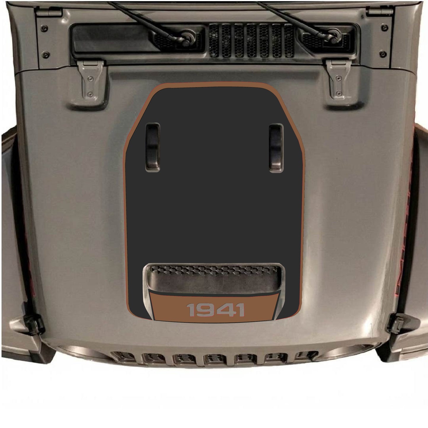 Hood Panel Decal/Sticker - Bottom 1941 with Border Graphic Decal Graphic Kit - For Jeep JL JLU 392 2018 - Premium Vinyl