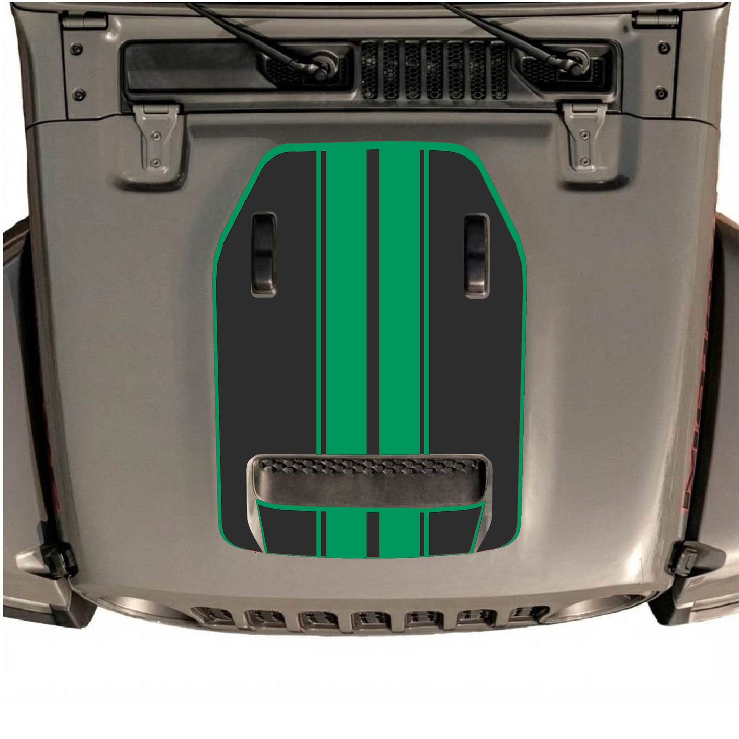 Hood Panel Decal/Sticker - Stripes with Border Graphic Decal Graphic Kit - For Jeep JL JLU 392 2018 - Premium Vinyl