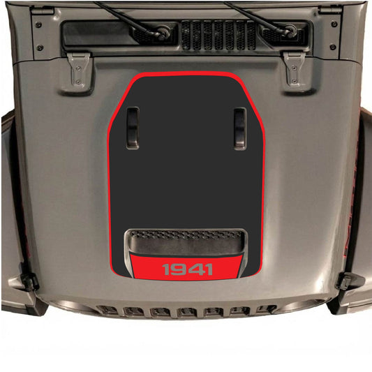 Hood Panel Decal/Sticker - Bottom 1941 with Border Graphic Decal Graphic Kit - For Jeep JL JLU 392 2018 - Premium Vinyl