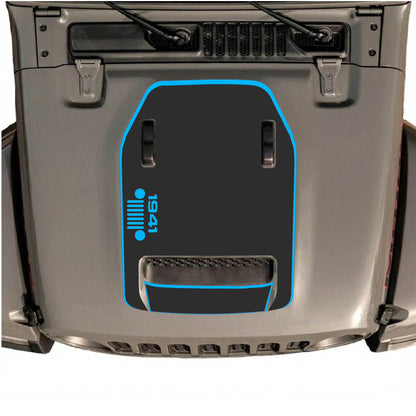 Hood Panel Decal/Sticker - 1941 Left Side Grill with Border Graphic Decal Graphic Kit - For Jeep JL JLU 392 2018 - Premium Vinyl