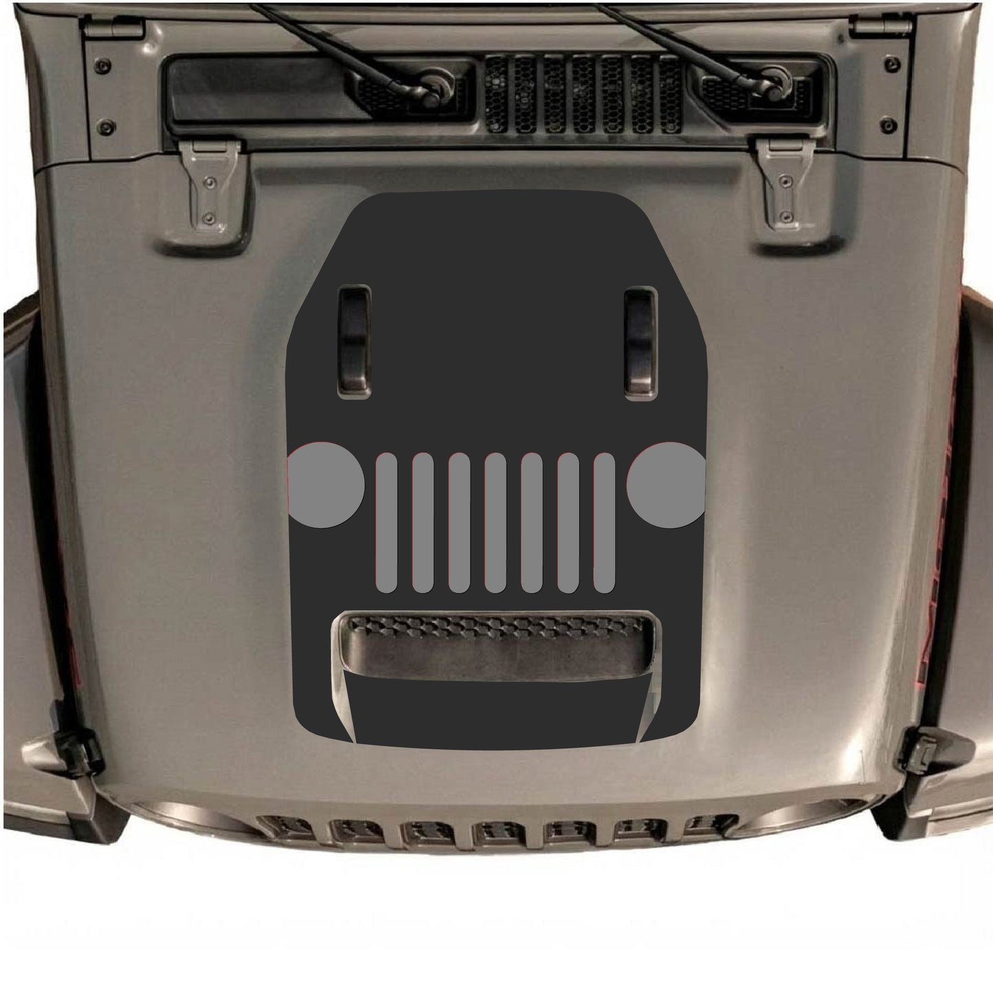 Hood Panel Decal/Sticker - Full Center Grill Graphic Decal Graphic Kit - For Jeep JL JLU 392 2018 - Premium Vinyl