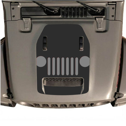 Hood Panel Decal/Sticker - Full Center Grill Graphic Decal Graphic Kit - For Jeep JL JLU 392 2018 - Premium Vinyl