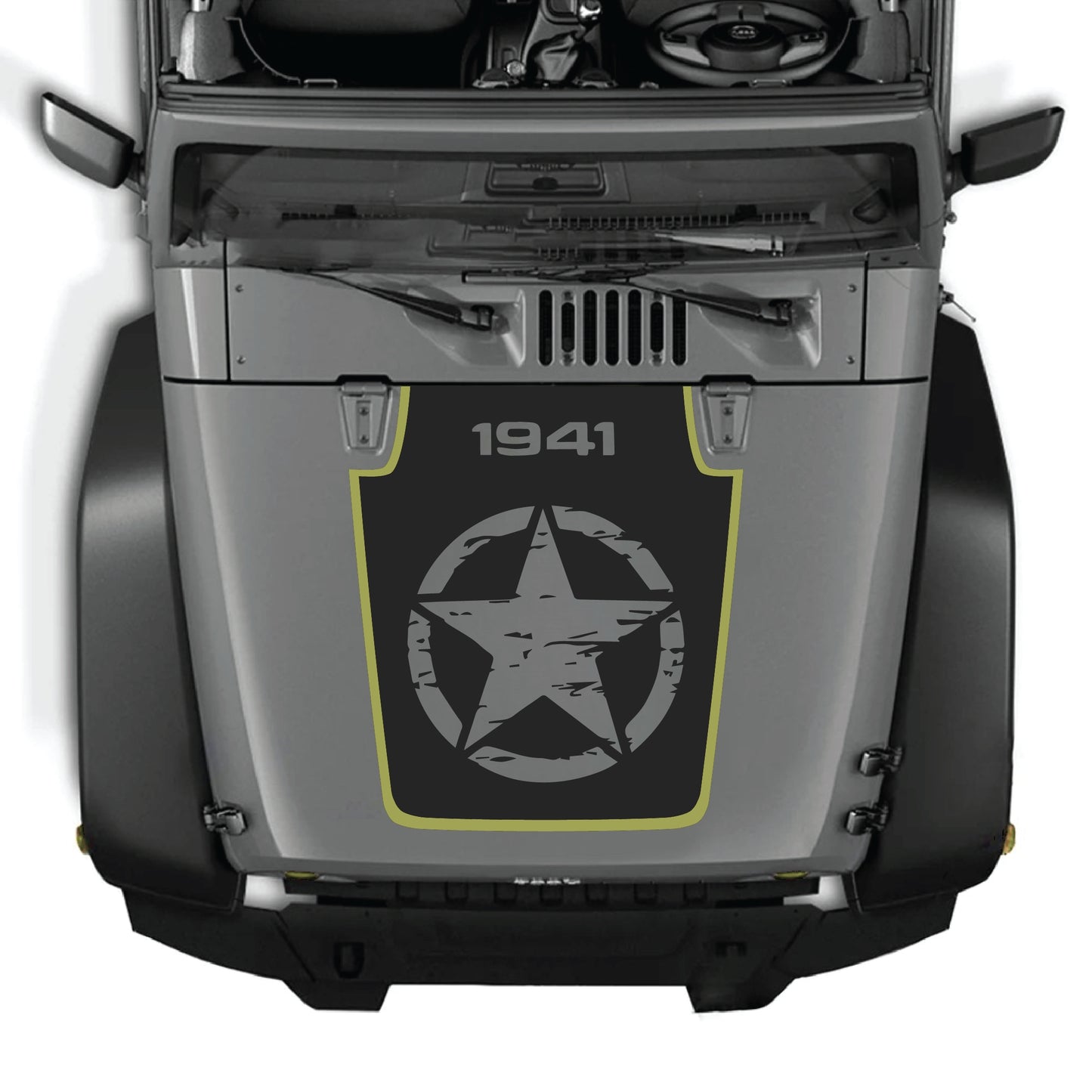 Kit gráfico adhesivo para capó con estrella completa para Jeep Wrangler JK de CarCode, hecho de vinilo premium, diseñado para modelos 2007-2018.