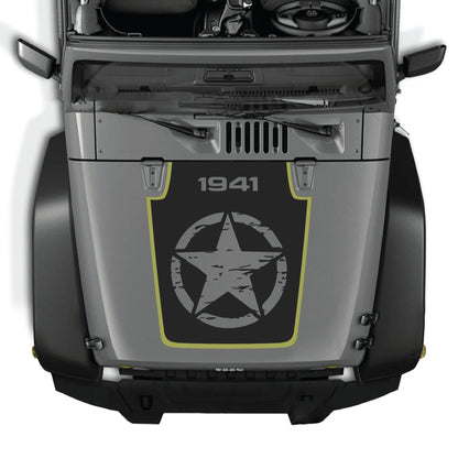 Kit gráfico adhesivo para capó con estrella completa para Jeep Wrangler JK de CarCode, hecho de vinilo premium, diseñado para modelos 2007-2018.