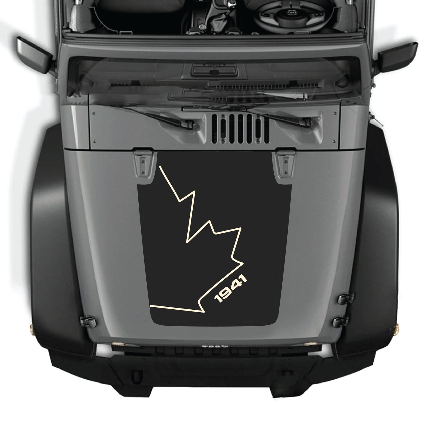 Canada full leaf hood decal sticker for Jeep Wrangler JK JKU 2007-2018, made of premium vinyl by CarCode.