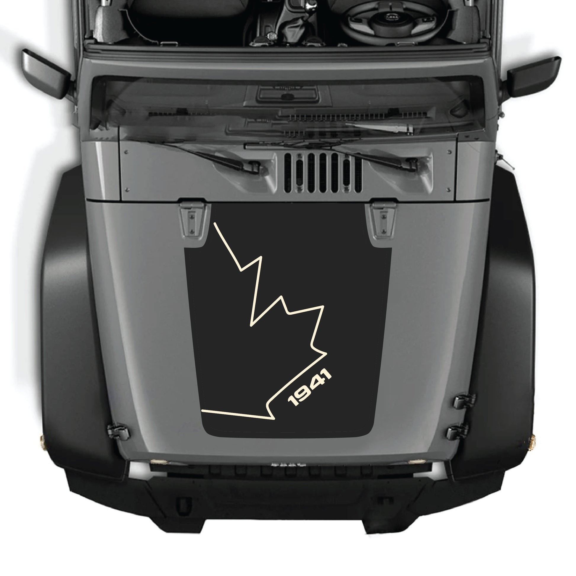 Canada full leaf hood decal sticker for Jeep Wrangler JK JKU 2007-2018, made of premium vinyl by CarCode.