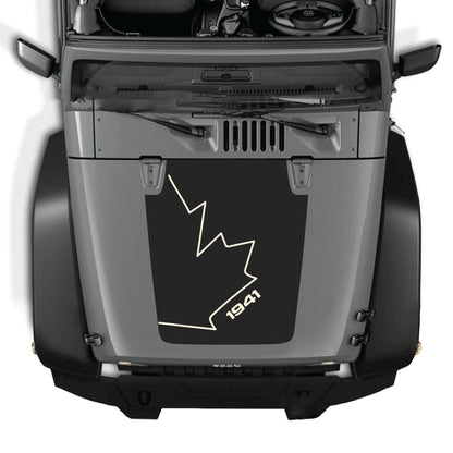 Canada full leaf hood decal sticker for Jeep Wrangler JK JKU 2007-2018, made of premium vinyl by CarCode.