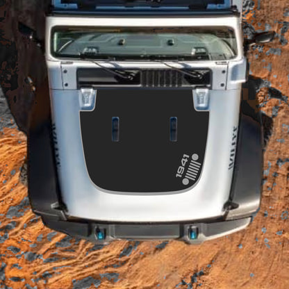 Hood Panel Decal/Sticker - Right Side 1941 Grill with Border Graphic Decal Graphic Kit - For Jeep JL JLU Sahara 2018-2025 - Premium Vinyl