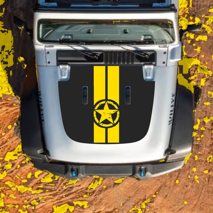 Hood Panel Decal/Sticker - Star and Stripes Graphic Decal Graphic Kit - For Jeep JL JLU Sahara 2018-2025 - Premium Vinyl