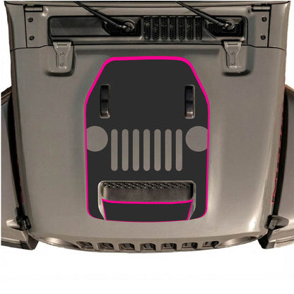 Hood Panel Decal/Sticker - Full Center Grill with Border Graphic Decal Graphic Kit - For Jeep JL JLU 392 2018 - Premium Vinyl