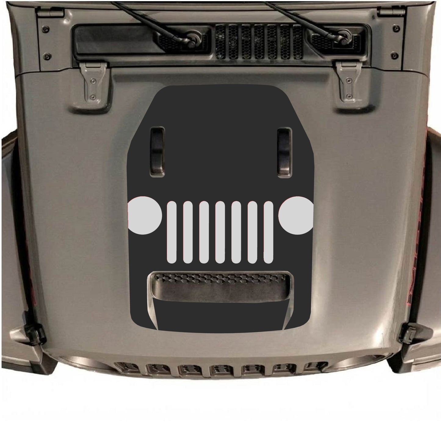 Hood Panel Decal/Sticker - Full Center Grill Graphic Decal Graphic Kit - For Jeep JL JLU 392 2018 - Premium Vinyl