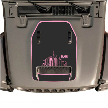 Hood Panel Decal/Sticker - Dubai Style with Border Graphic Decal Graphic Kit - For Jeep JL JLU 392 2018 - Premium Vinyl