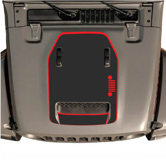 Hood Panel Decal/Sticker - Right Side Grill with Border Graphic Decal Graphic Kit - For Jeep JL JLU 392 2018 - Premium Vinyl