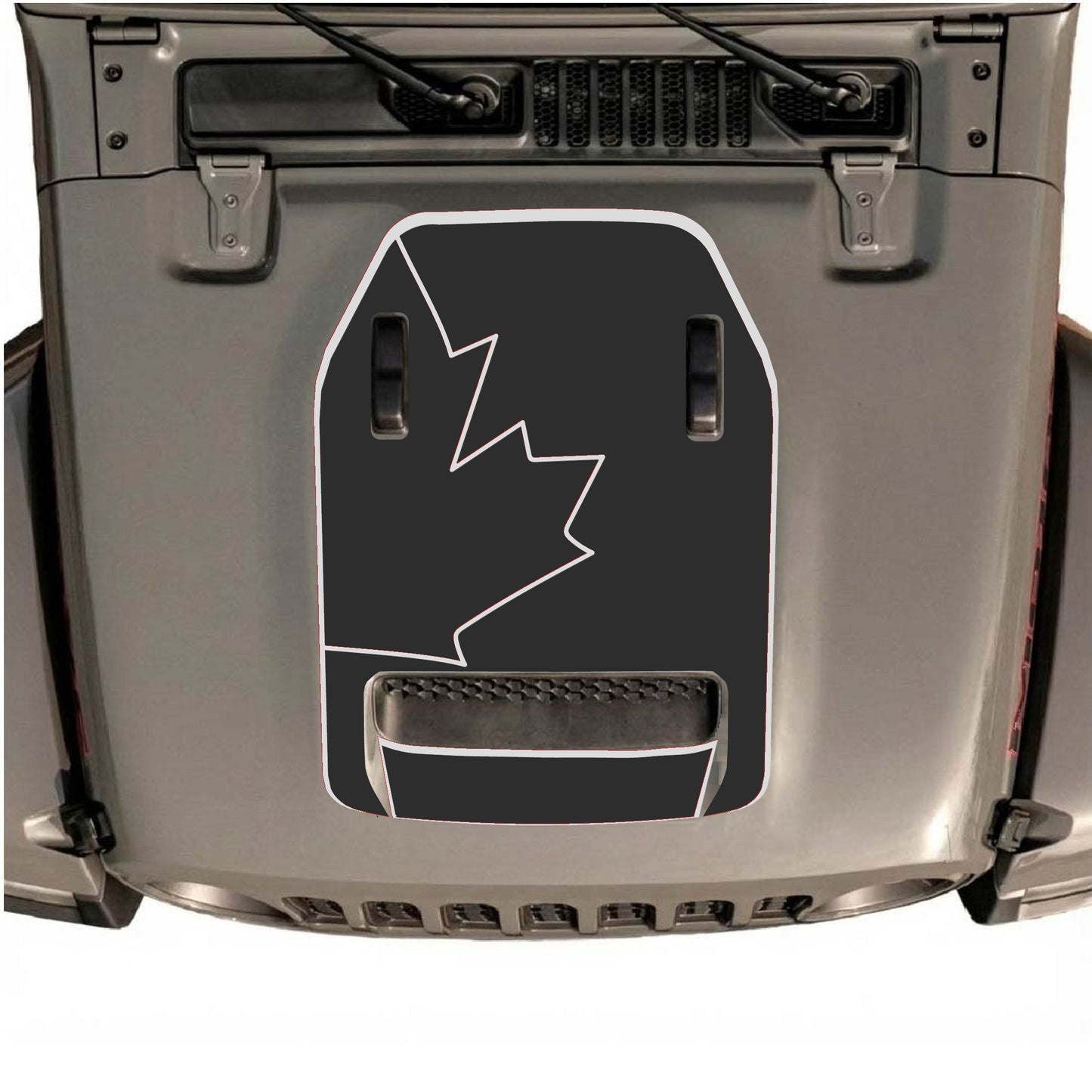 Hood Panel Decal/Sticker - Canada Full Leaf with Border Graphic Decal Graphic Kit - For Jeep JL JLU 392 2018 - Premium Vinyl