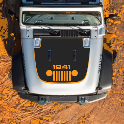Hood Panel Decal/Sticker - Full 1941 Grill with Border Graphic Decal Graphic Kit - For Jeep JL JLU Sahara 2018-2025 - Premium Vinyl