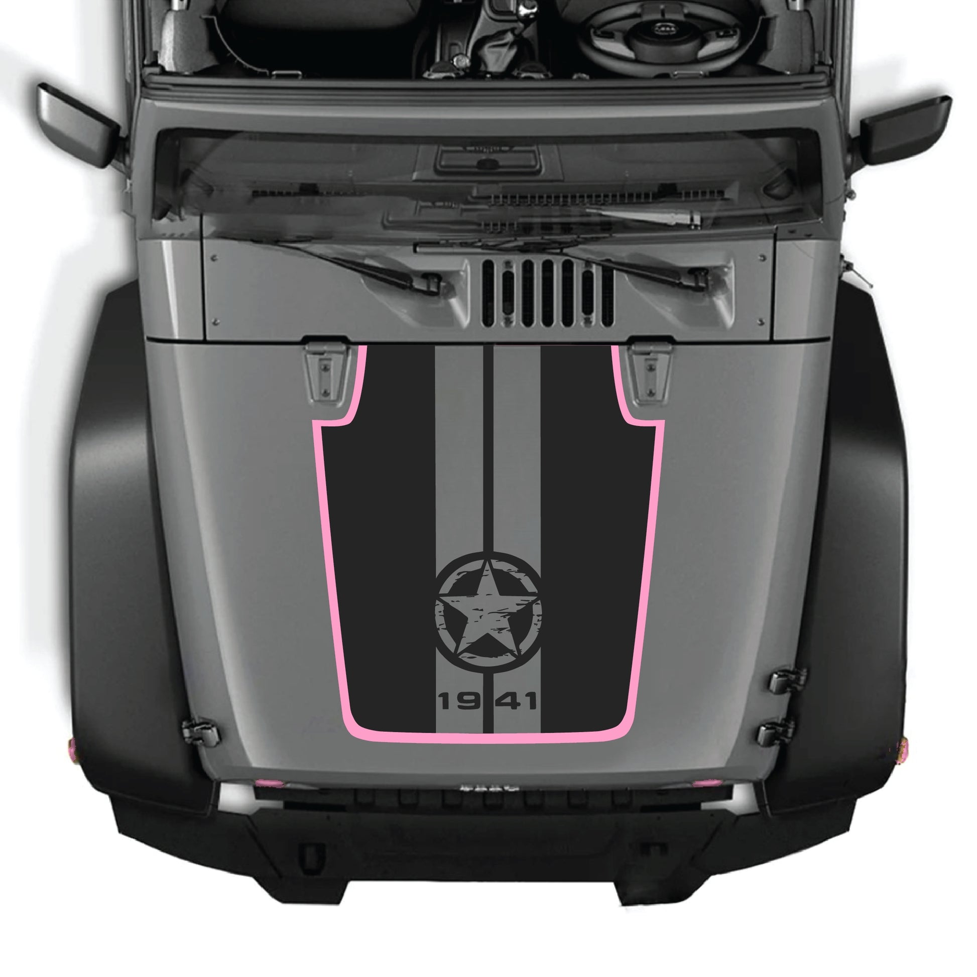 Calcomanía para capó Jeep Wrangler JK JKU con diseño de estrella y franjas de CarCode, hecha de vinilo premium para modelos 2007-2018.