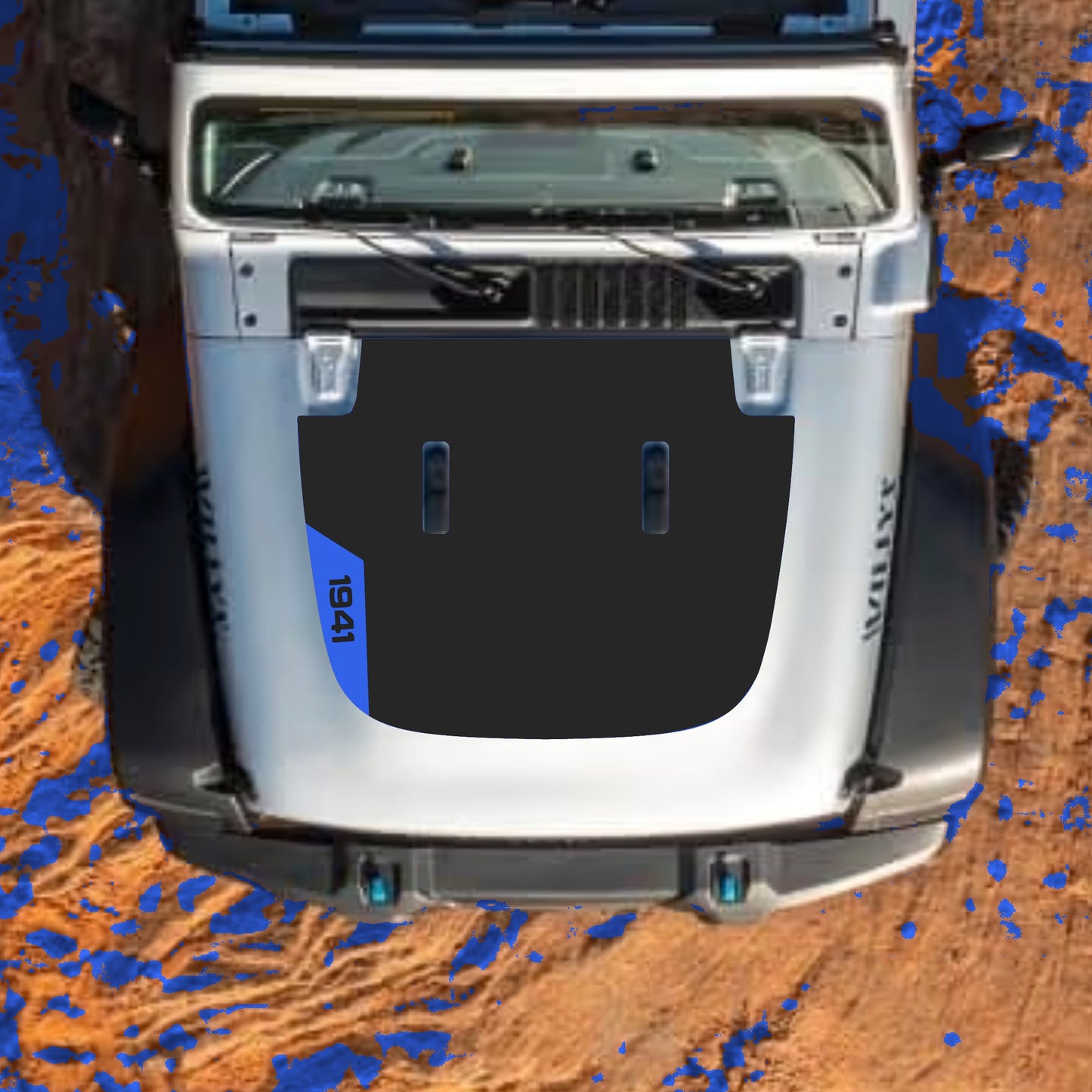 Hood Panel Decal/Sticker - Left Side 1941 Graphic Decal Graphic Kit - For Jeep JL JLU Sahara 2018-2025 - Premium Vinyl