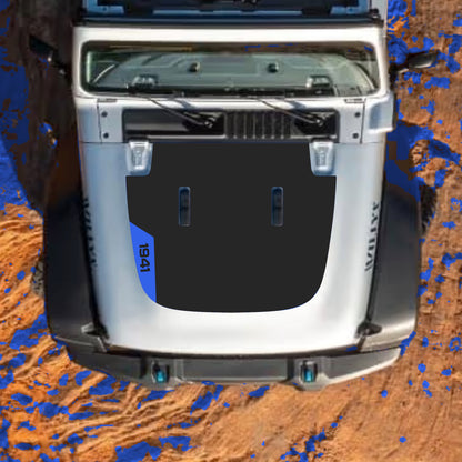 Hood Panel Decal/Sticker - Left Side 1941 Graphic Decal Graphic Kit - For Jeep JL JLU Sahara 2018-2025 - Premium Vinyl
